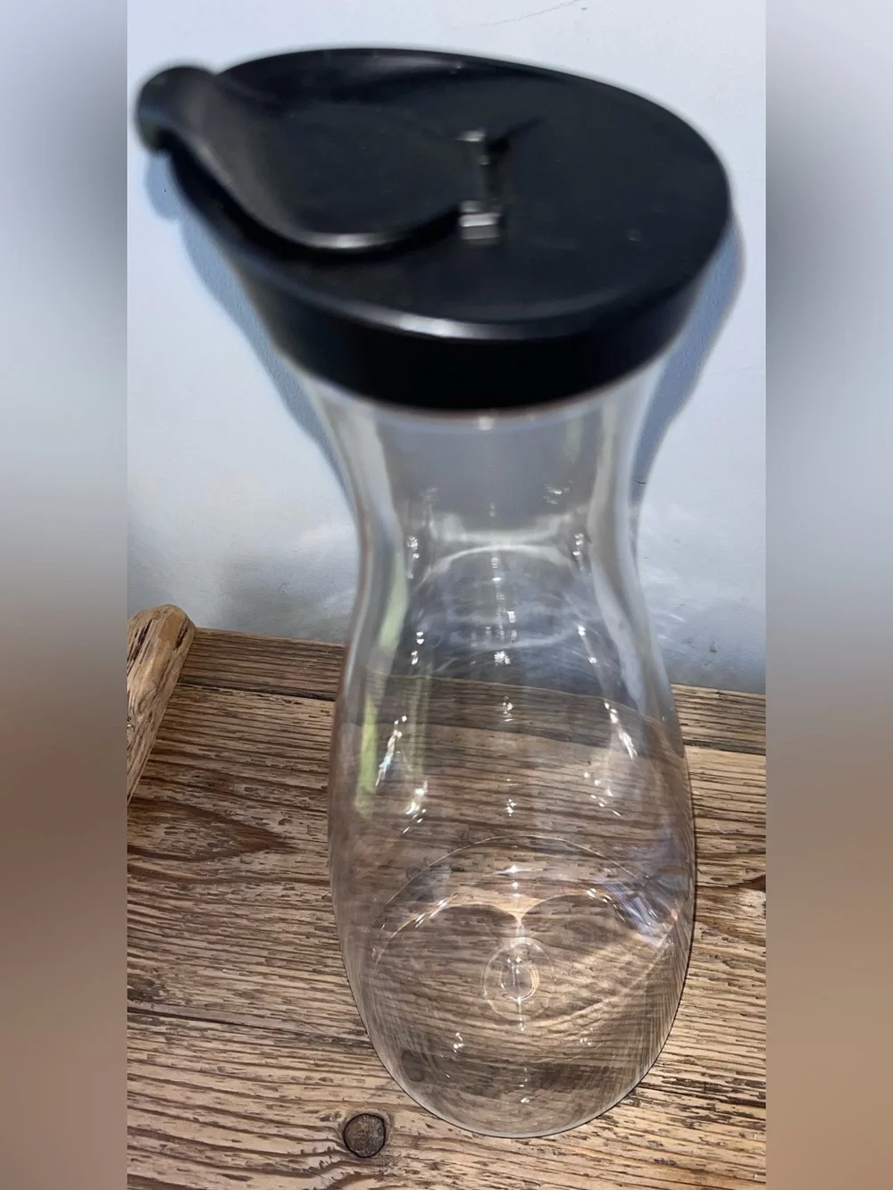Clear Plastic Carafe with Black Pour-Top lid for infused Water, juice, iced tea